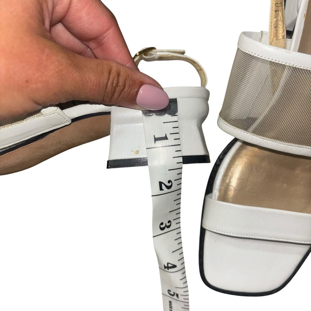 Stuart Weitzman White Y2K Stappy Mesh Sandals Women’s 6-6.5 Narrow Kitten Heel - Picture 5 of 12